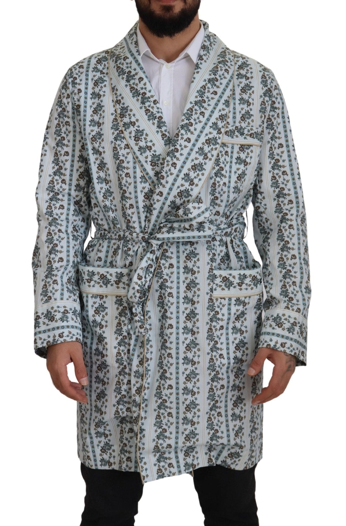 Robe-veste élégante en coton à fleurs Dolce &amp; Gabbana