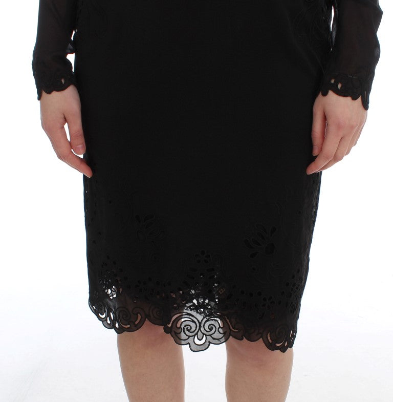 Dolce & Gabbana Elegant Black Floral Lace Sheath Dress