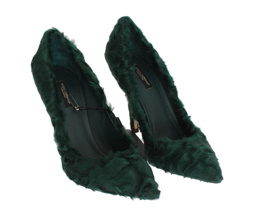 Elegantes zapatos de salón de piel Xiangao de color verde de Dolce &amp; Gabbana