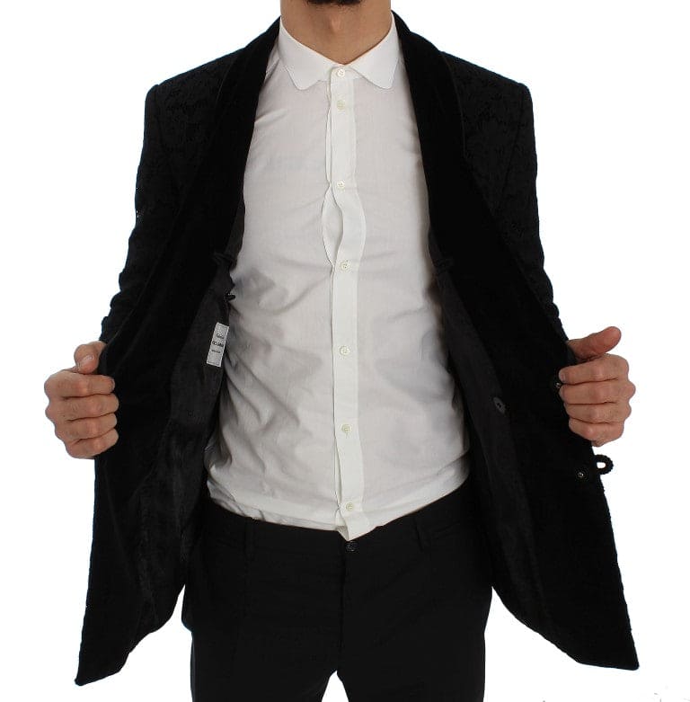 Blazer élégant en mélange de soie noire coupe slim Dolce &amp; Gabbana