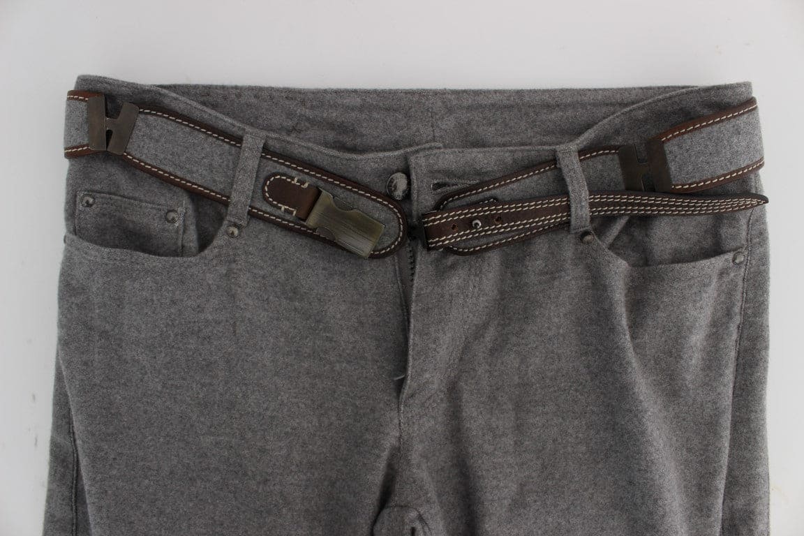 Ermanno Scervino Chic Pantalones Casuales De Algodón Gris