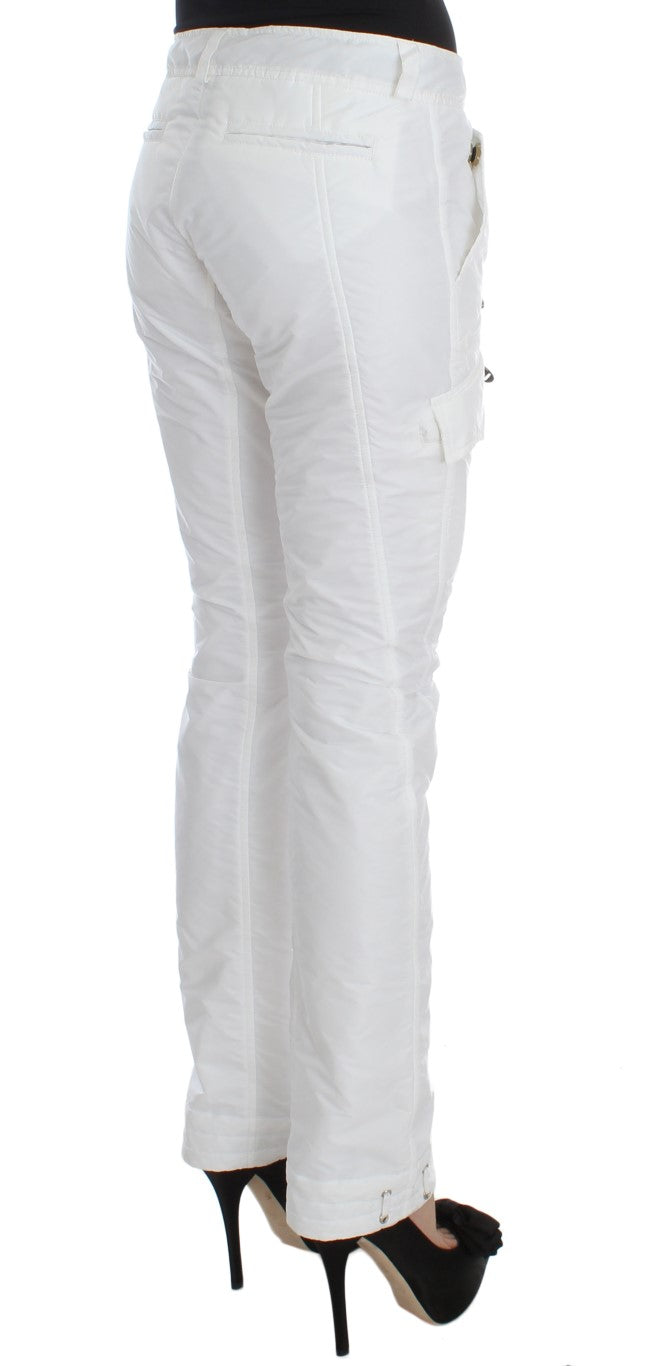 Pantalones cargo elegantes de nailon blanco de Ermanno Scervino, del diseñador italiano