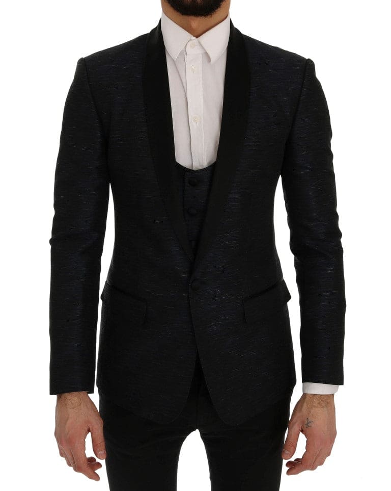 Conjunto elegante de traje ajustado azul y negro de Dolce &amp; Gabbana