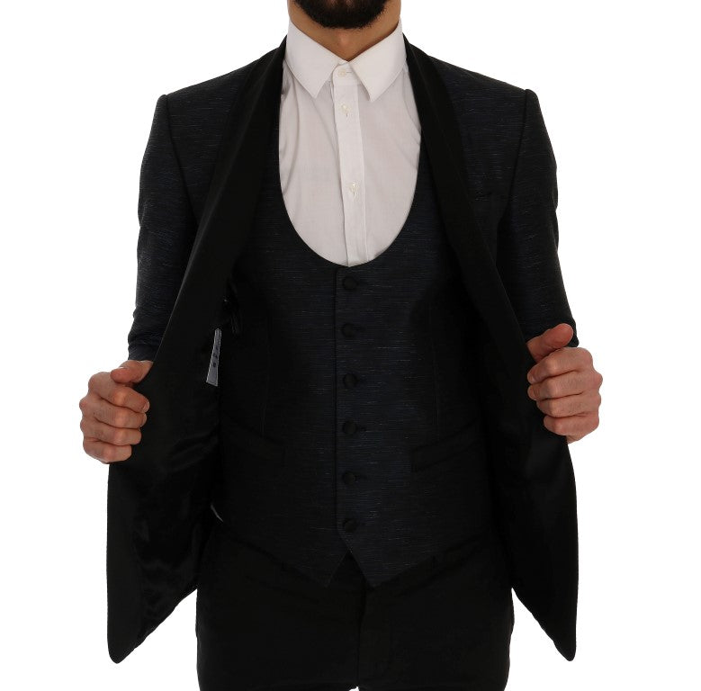 Conjunto elegante de traje ajustado azul y negro de Dolce &amp; Gabbana