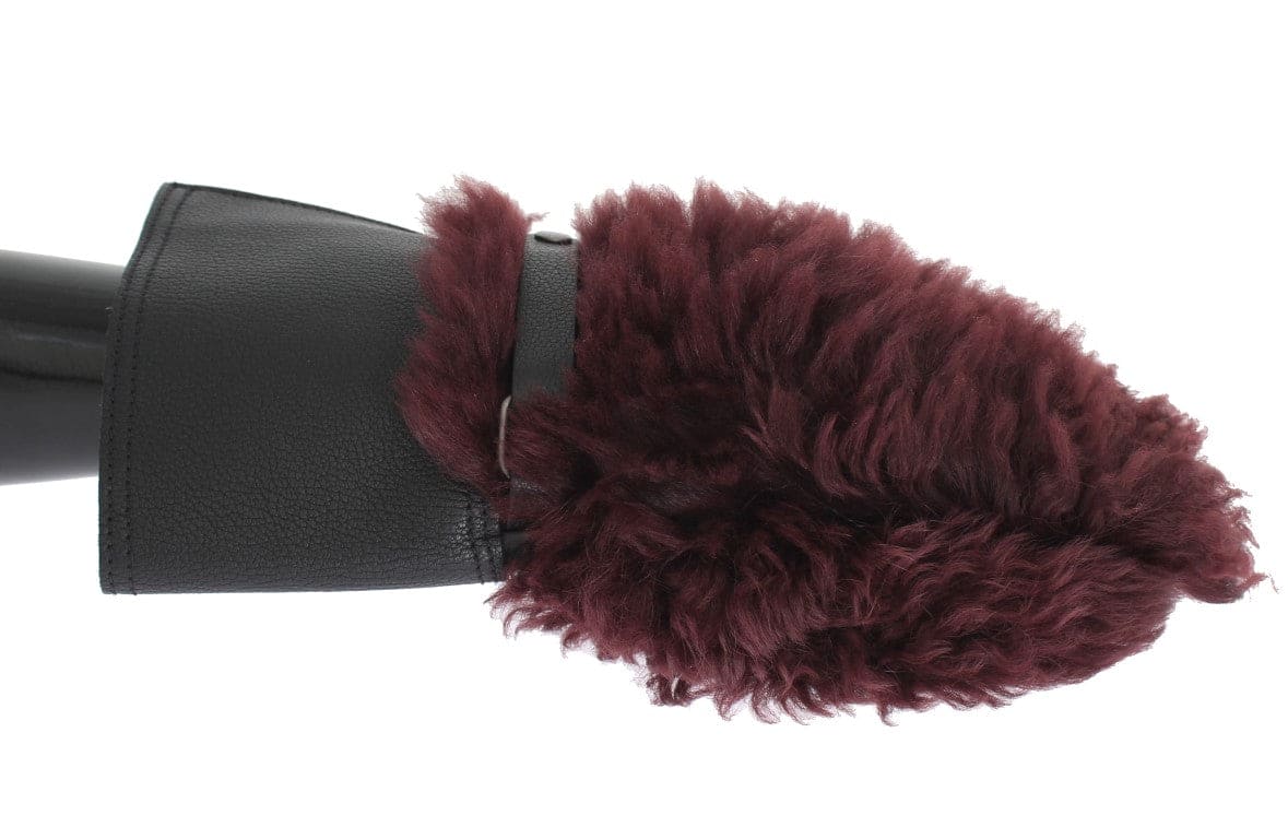 Gants élégants en cuir noir et bordeaux Dolce &amp; Gabbana