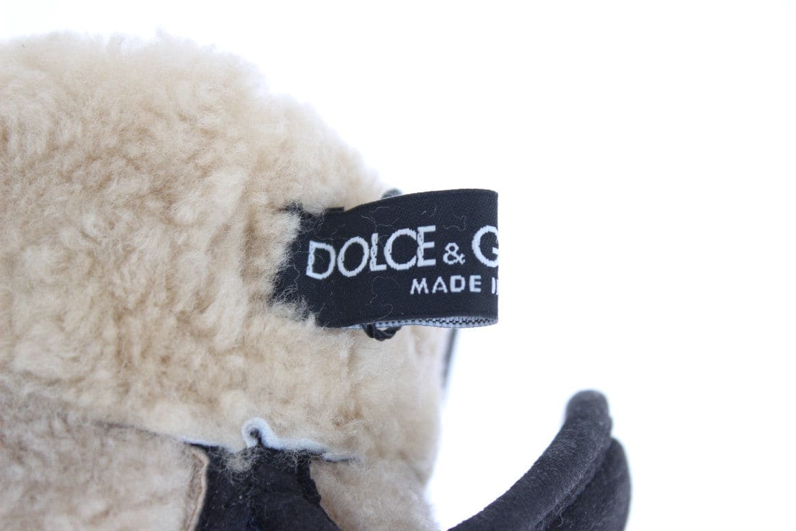 Gants Dolce &amp; Gabbana Chic en laine et peau de mouton grise avec détails cloutés