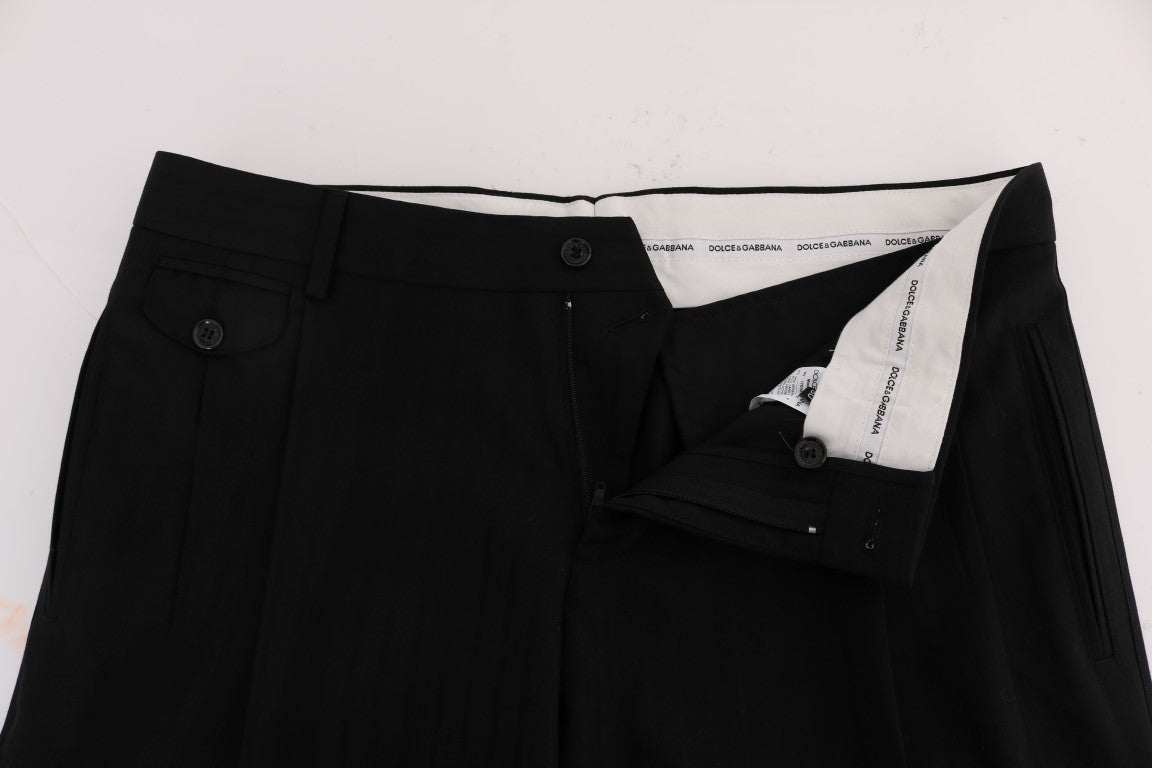 Pantalon habillé coupe droite à rayures noires élégant Dolce &amp; Gabbana