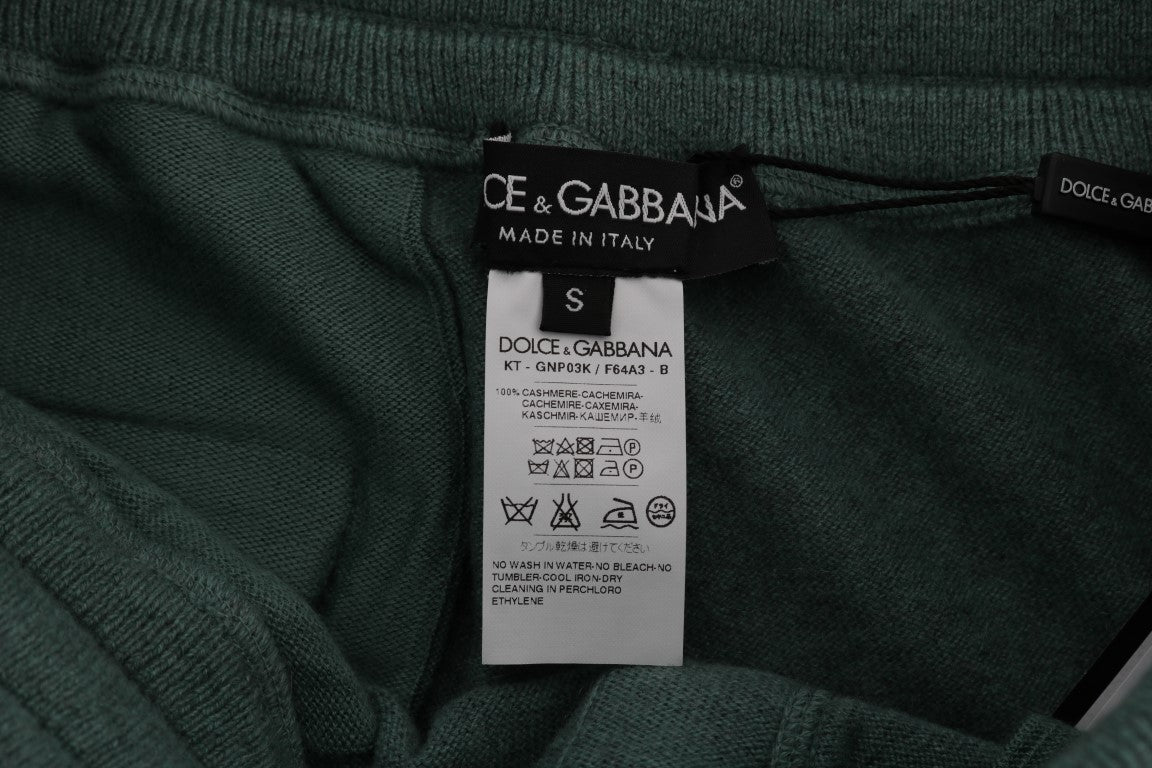 Pantalones deportivos elegantes de cachemira verde de Dolce &amp; Gabbana