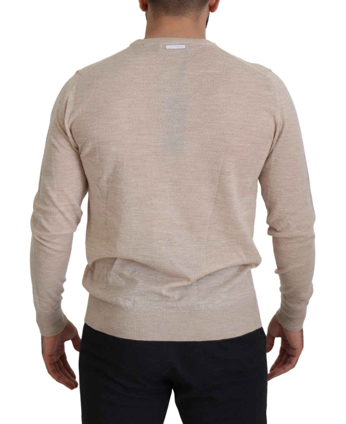 Pull col ras du cou en laine beige élégant Dolce &amp; Gabbana