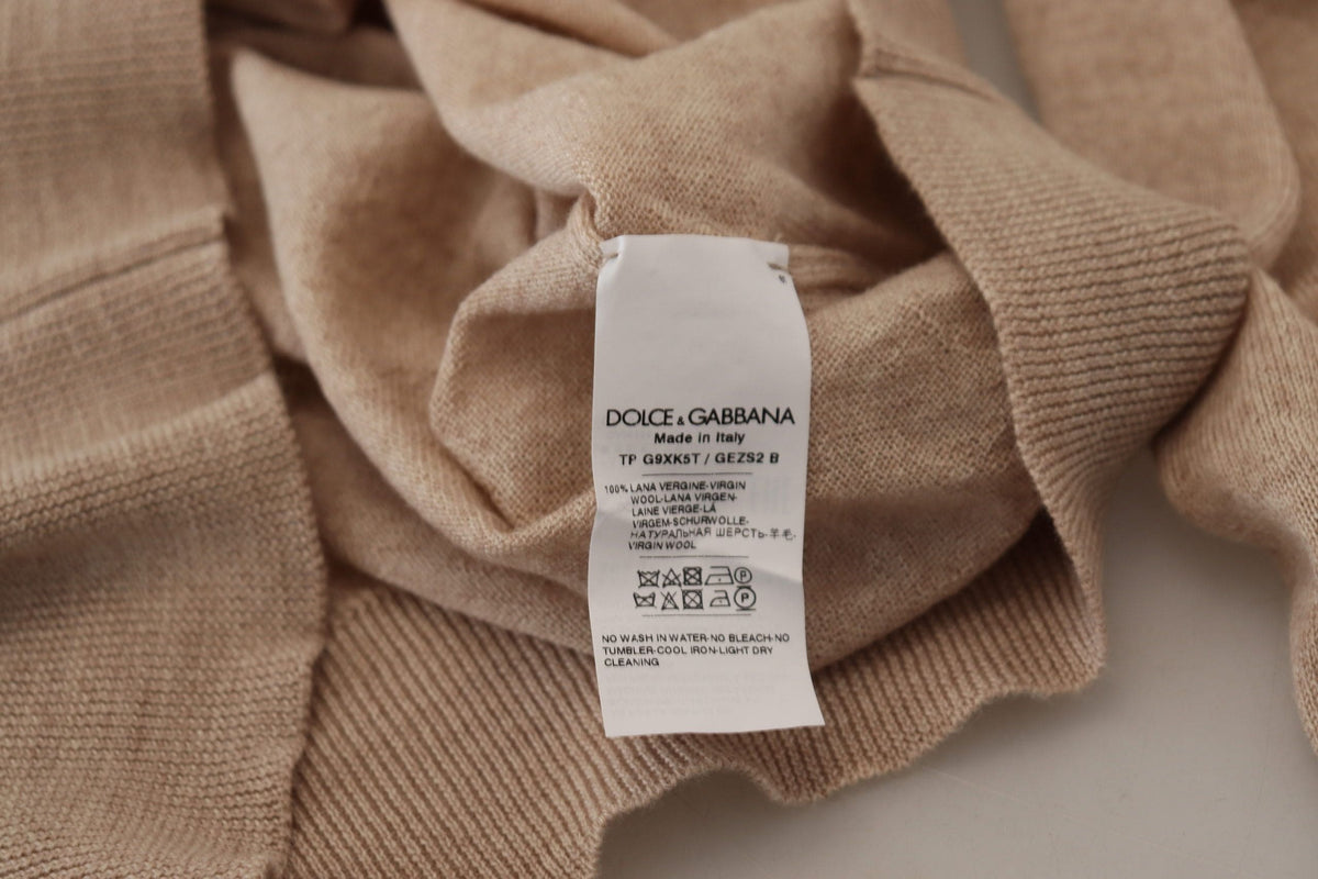 Pull col ras du cou en laine beige élégant Dolce &amp; Gabbana