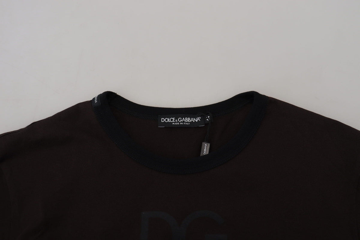 Pull ras du cou en coton marron élégant Dolce &amp; Gabbana