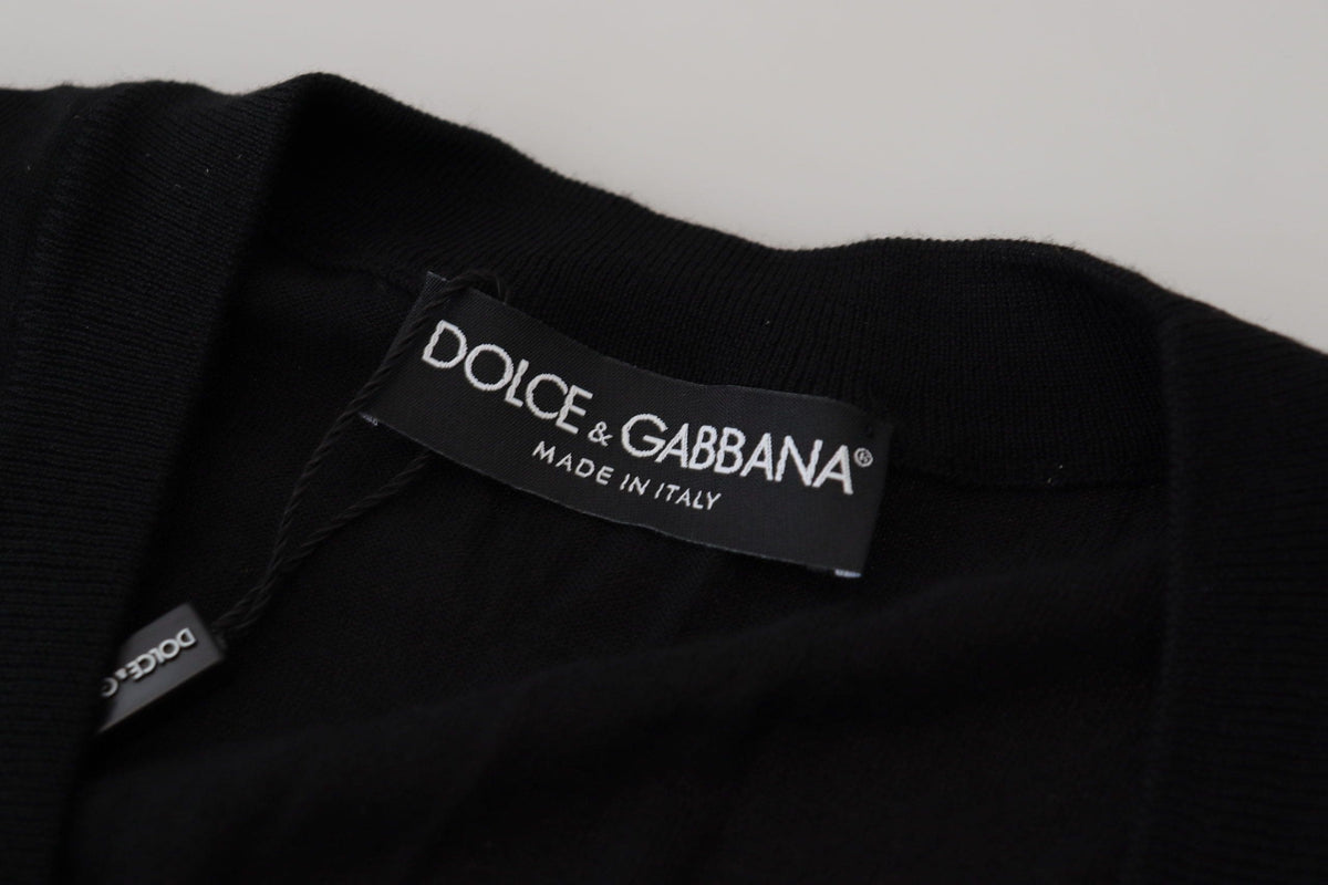 Dolce &amp; Gabbana - Cardigan noir élégant en laine boutonnée