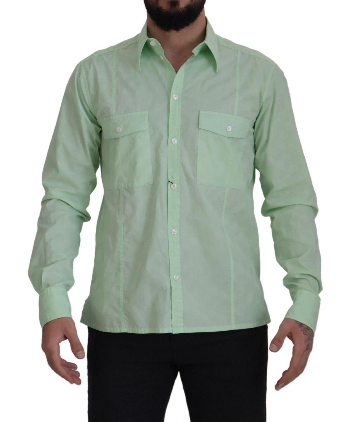 Camisa informal de botones de corte ajustado en verde menta de Dolce &amp; Gabbana