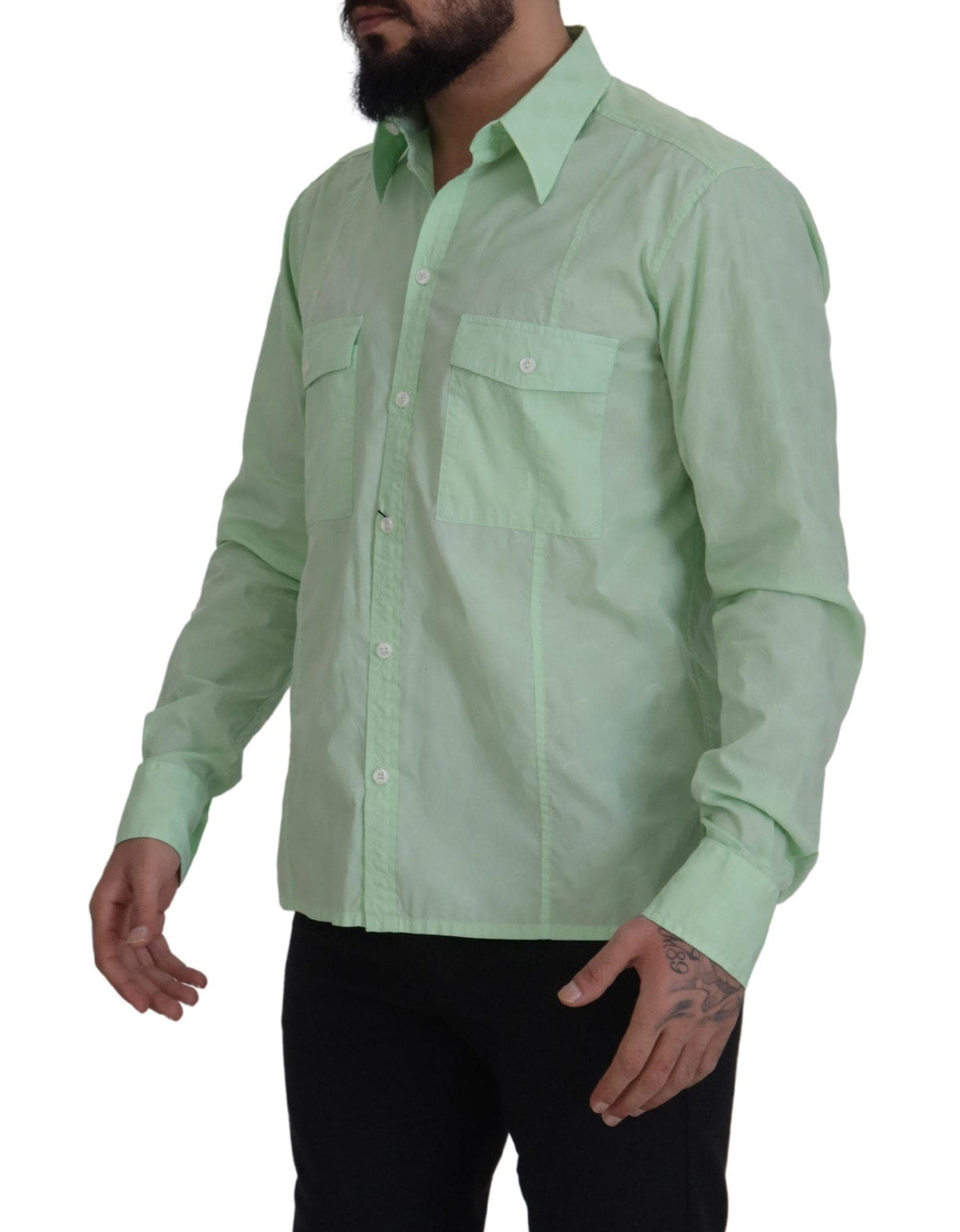 Camisa informal de botones de corte ajustado en verde menta de Dolce &amp; Gabbana