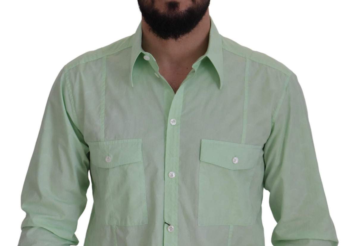 Dolce & Gabbana Mint Green Slim Fit Casual Button-Down Shirt