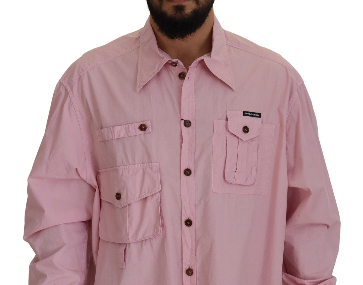 Camisa elegante informal de algodón rosa de Dolce &amp; Gabbana