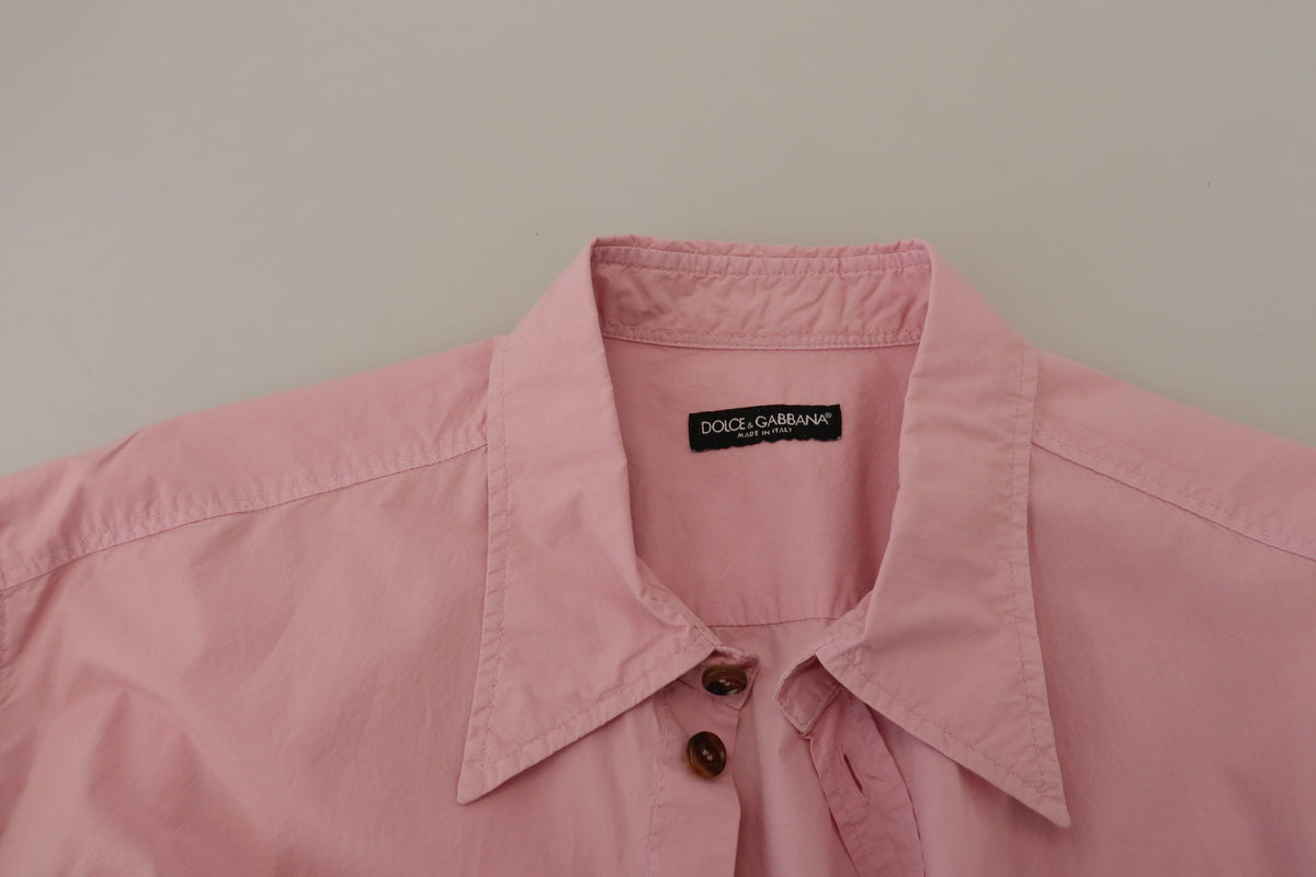 Camisa elegante informal de algodón rosa de Dolce &amp; Gabbana