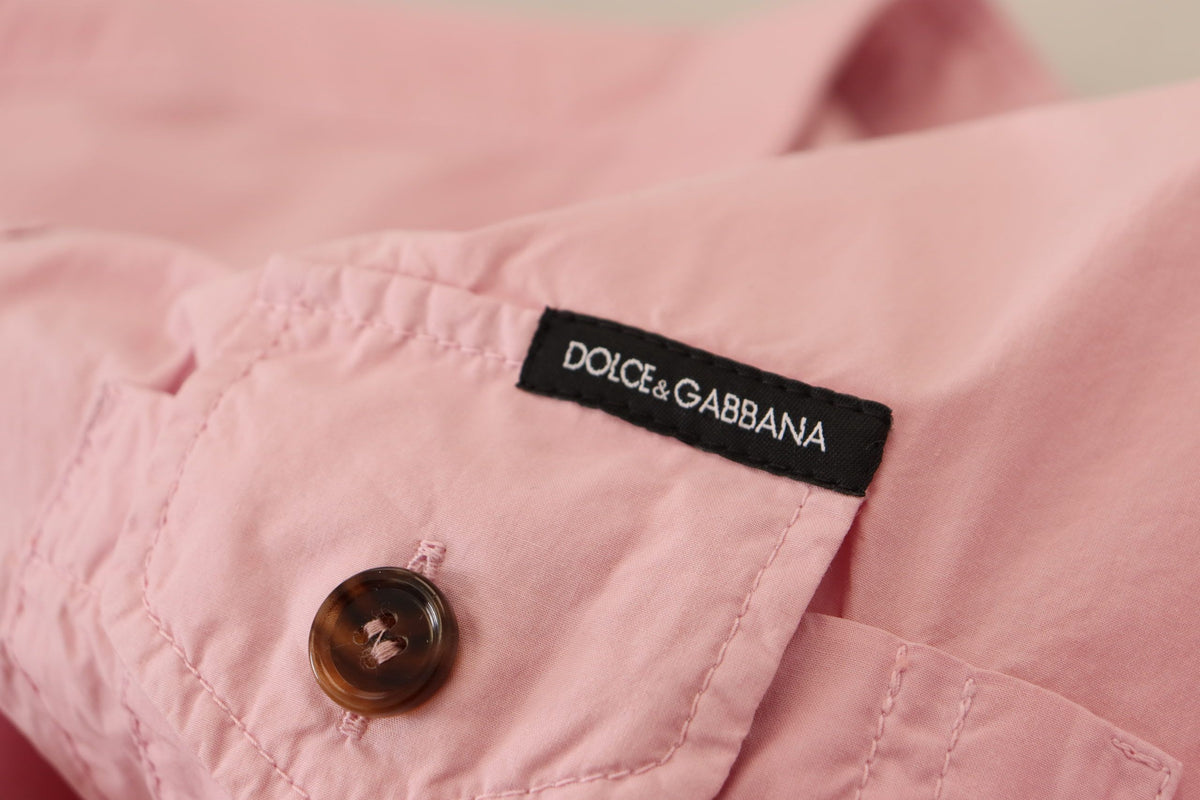 Camisa elegante informal de algodón rosa de Dolce &amp; Gabbana