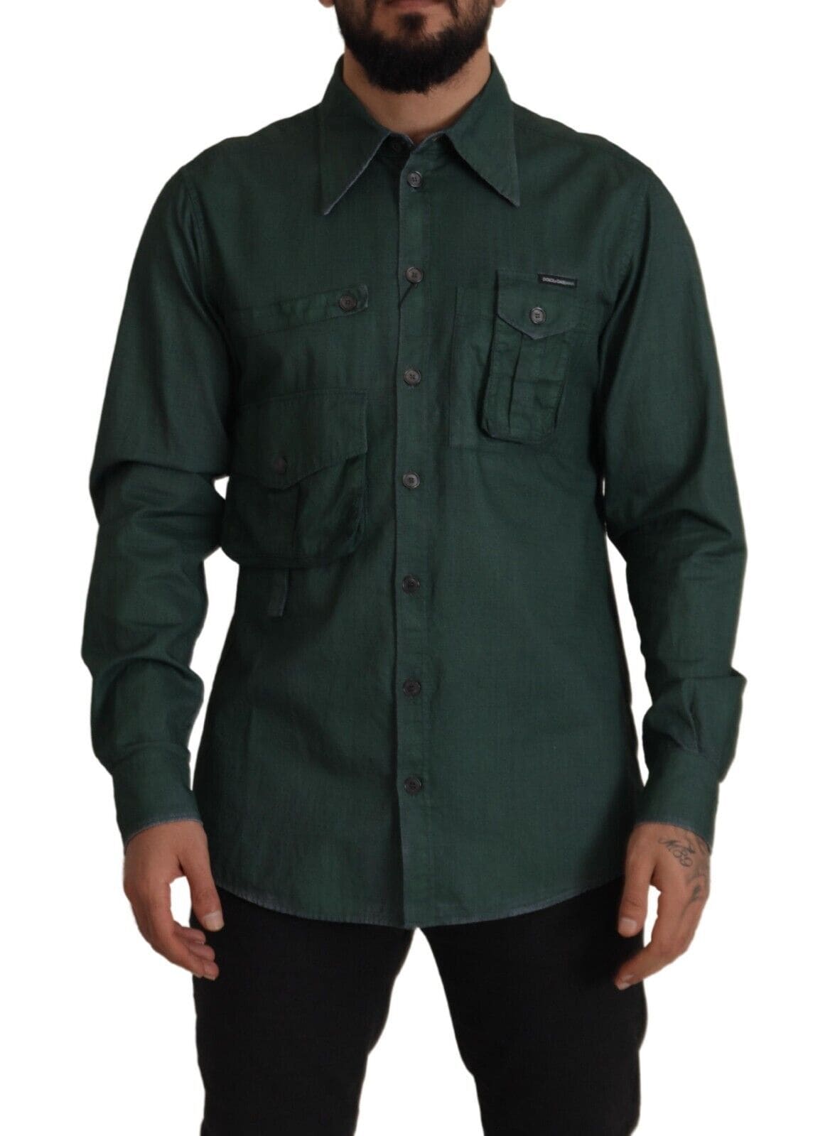 Chemise décontractée slim fit Emerald Elegance de Dolce &amp; Gabbana