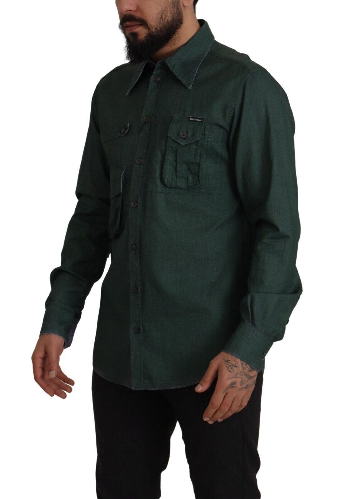 Chemise décontractée slim fit Emerald Elegance de Dolce &amp; Gabbana