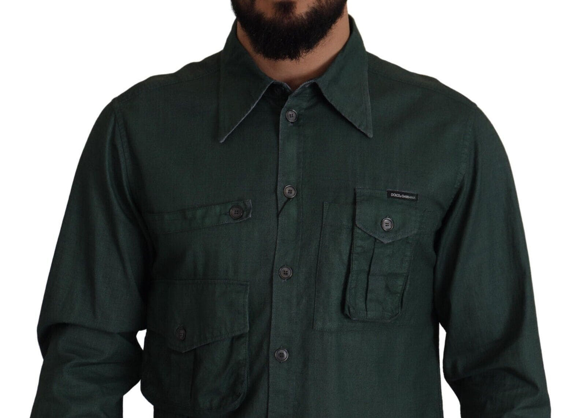 Chemise décontractée slim fit Emerald Elegance de Dolce &amp; Gabbana