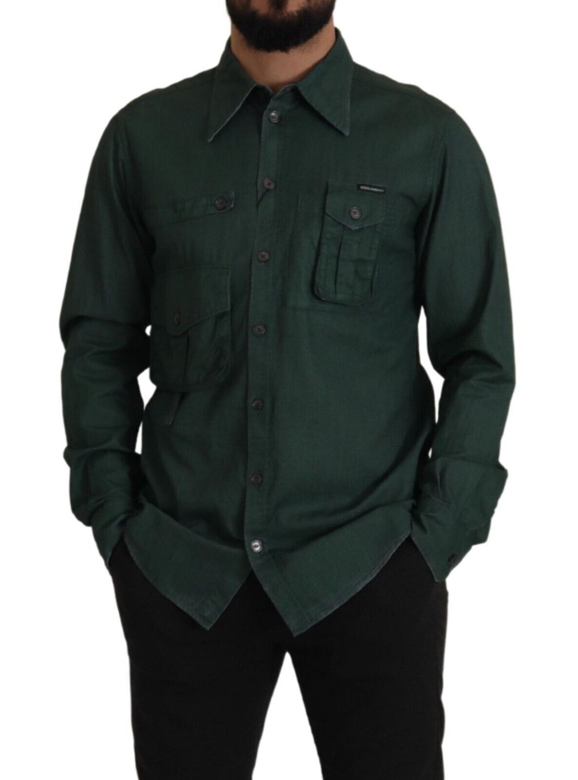 Chemise décontractée slim fit Emerald Elegance de Dolce &amp; Gabbana