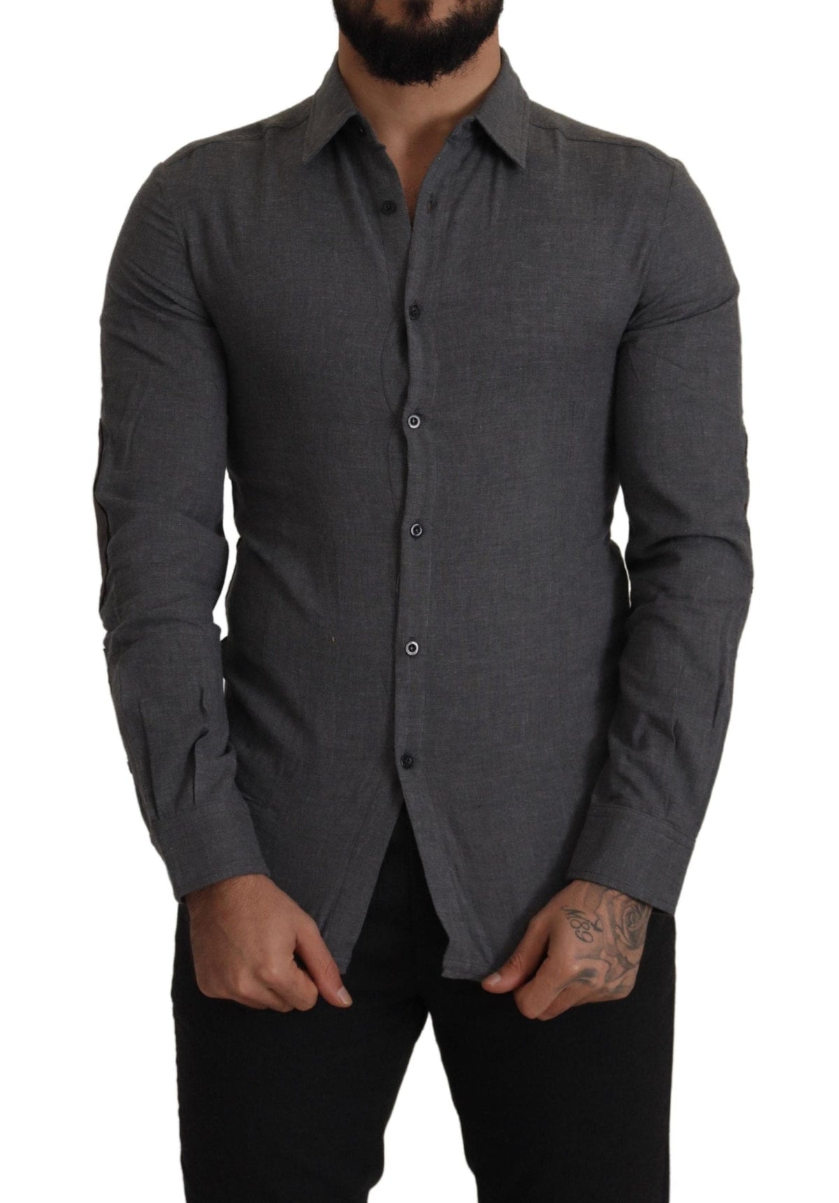 Chemise boutonnée décontractée en coton gris élégant de Costume National