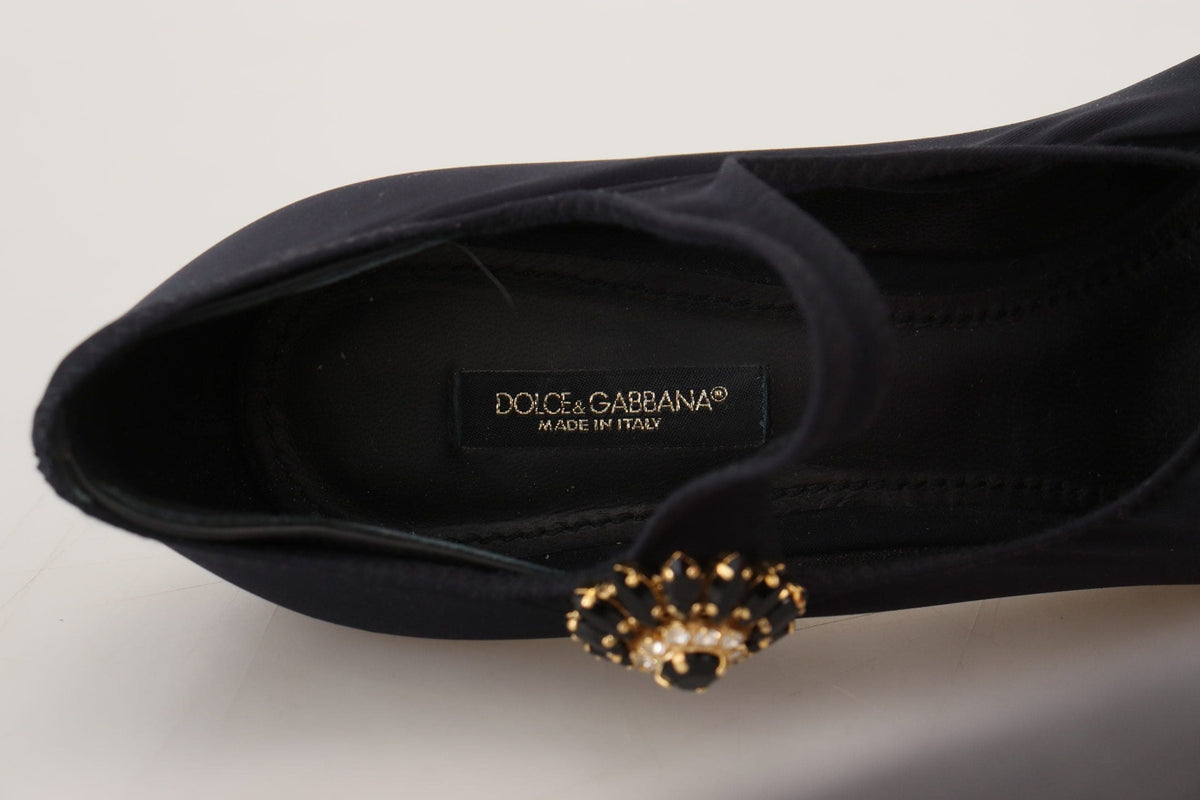 Zapatos tipo calcetín Mary Jane negros elegantes con cristales de Dolce &amp; Gabbana