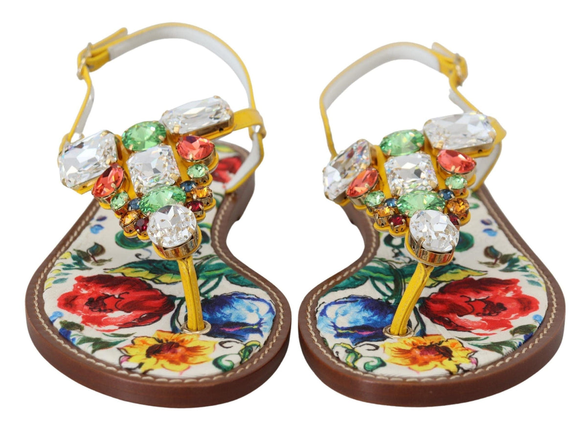 Sandales en cuir ornées de cristaux Majolica Dolce &amp; Gabbana