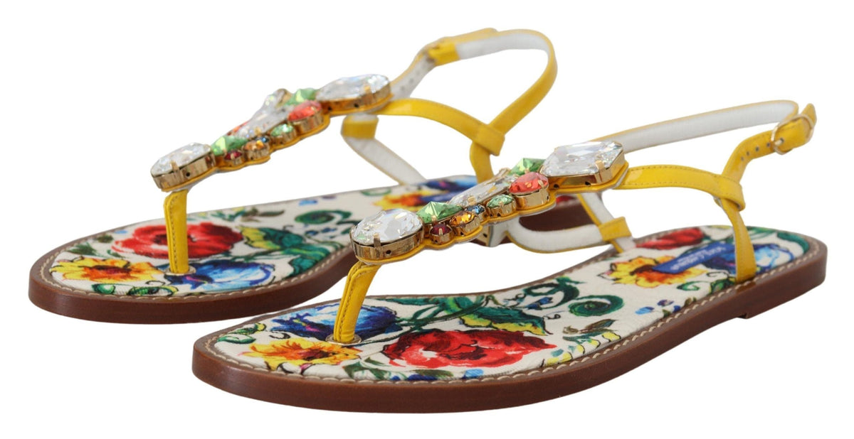 Sandales en cuir ornées de cristaux Majolica Dolce &amp; Gabbana