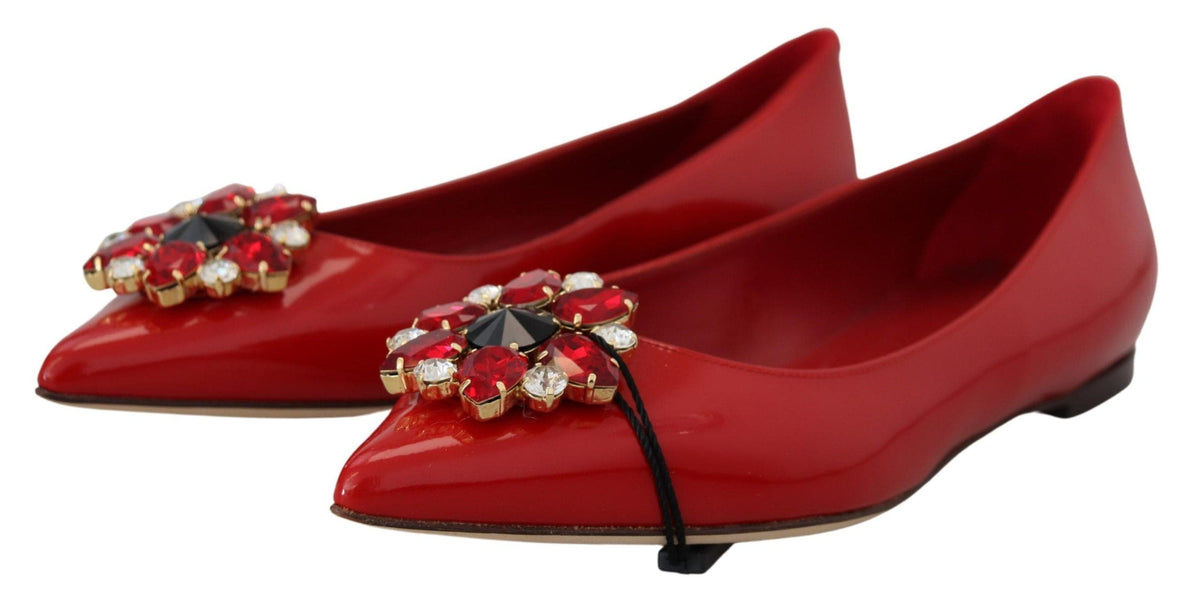 Mocassins en daim rouge et cristaux Dolce &amp; Gabbana - Une élégance exquise