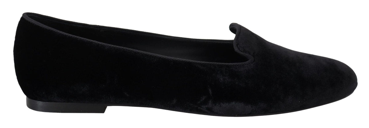 Mocassins élégants en soie mélangée noire Dolce &amp; Gabbana