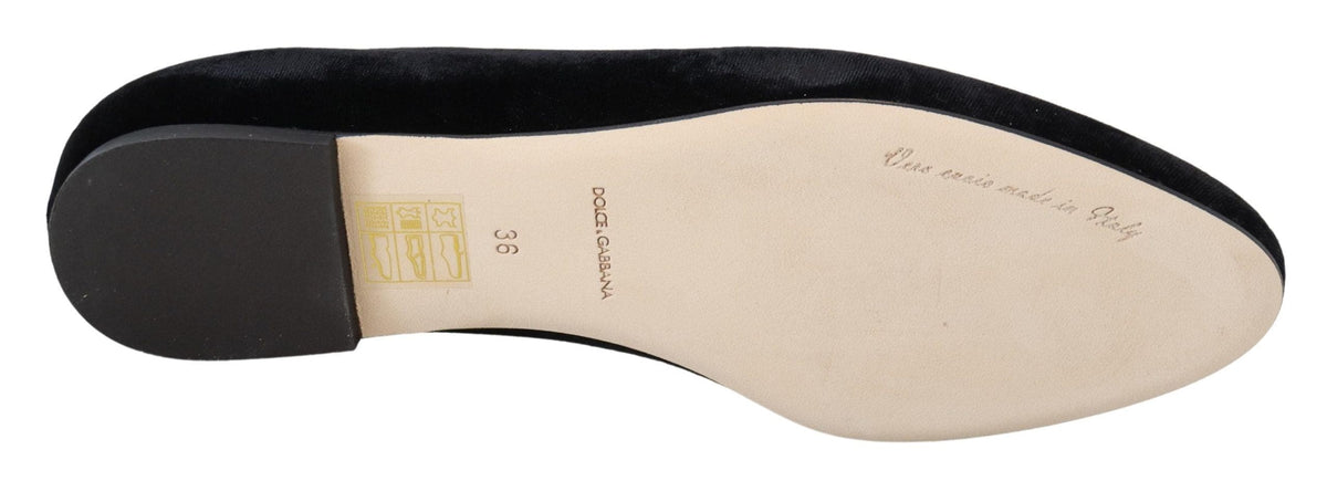 Mocassins élégants en soie mélangée noire Dolce &amp; Gabbana