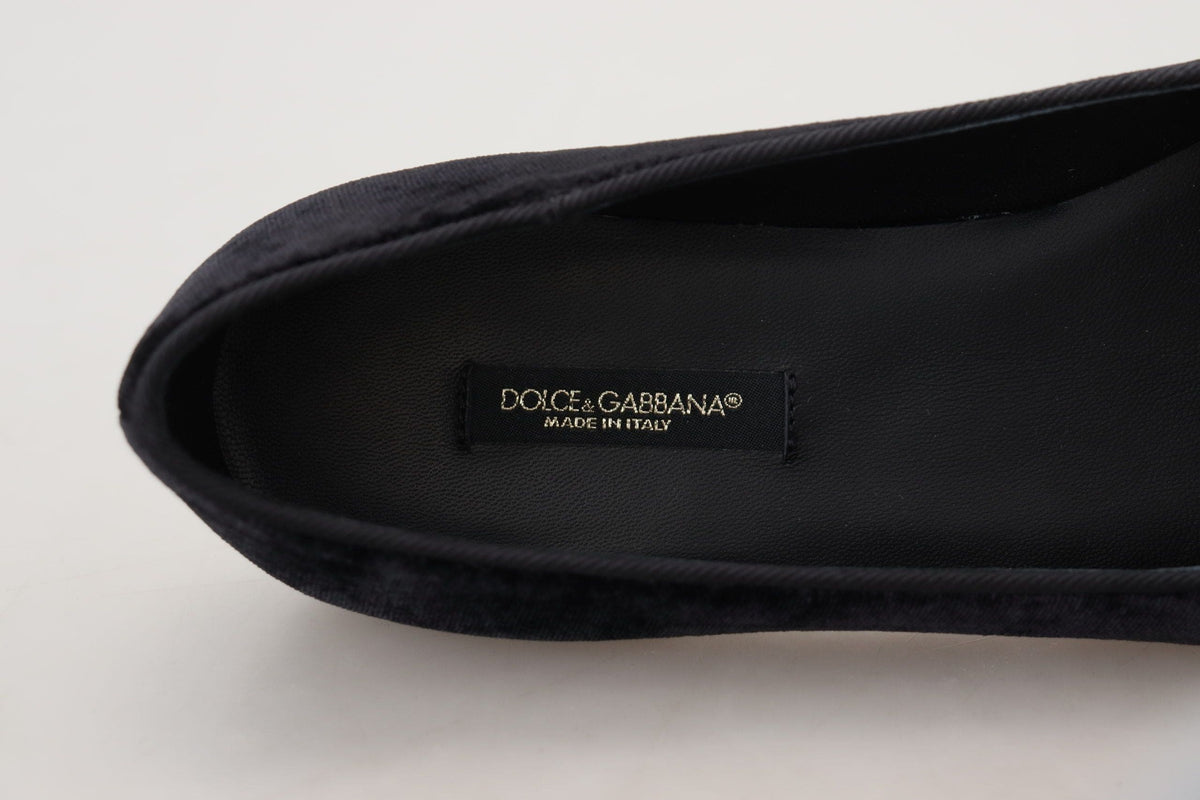 Mocasines elegantes de mezcla de seda negra de Dolce &amp; Gabbana