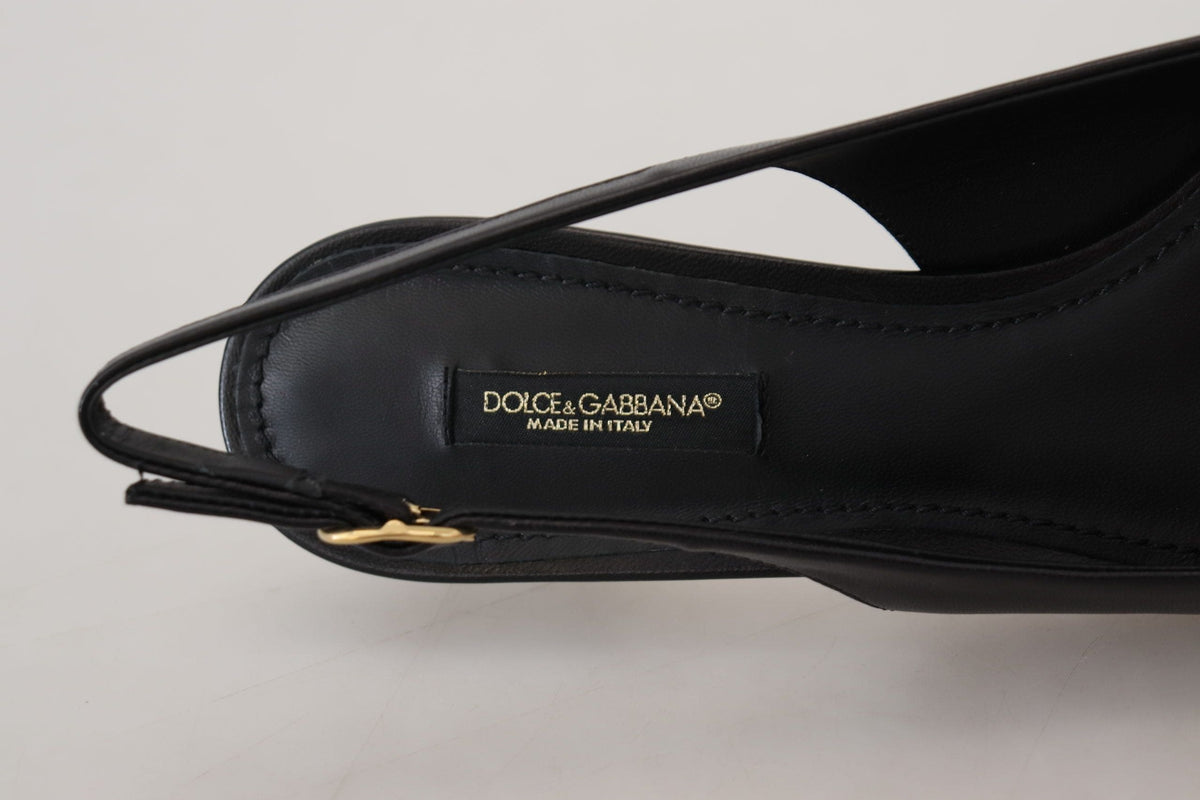 Escarpins élégants à bride arrière en cuir noir Dolce &amp; Gabbana