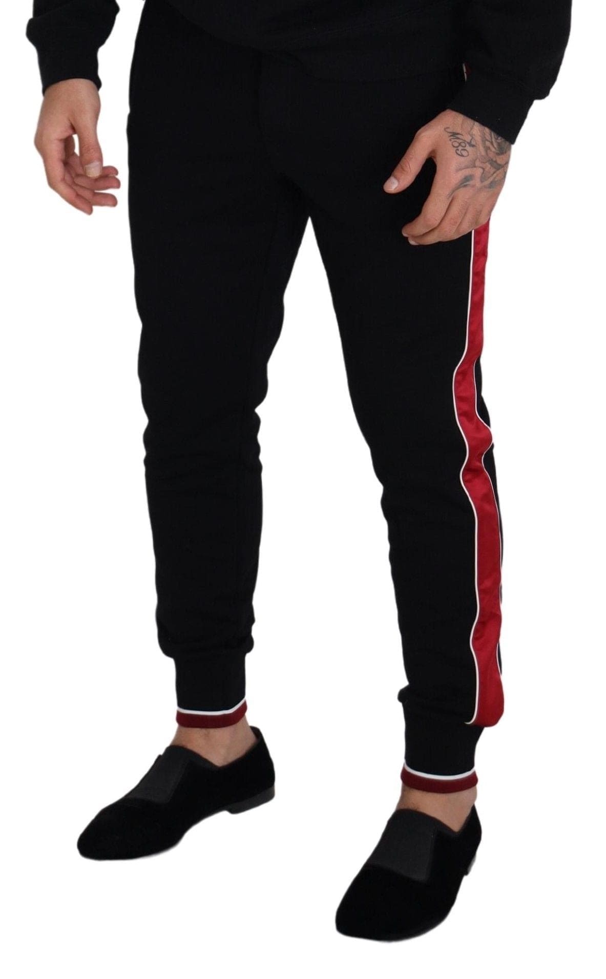 Pantalon de jogging élégant noir avec détails rouges Dolce &amp; Gabbana