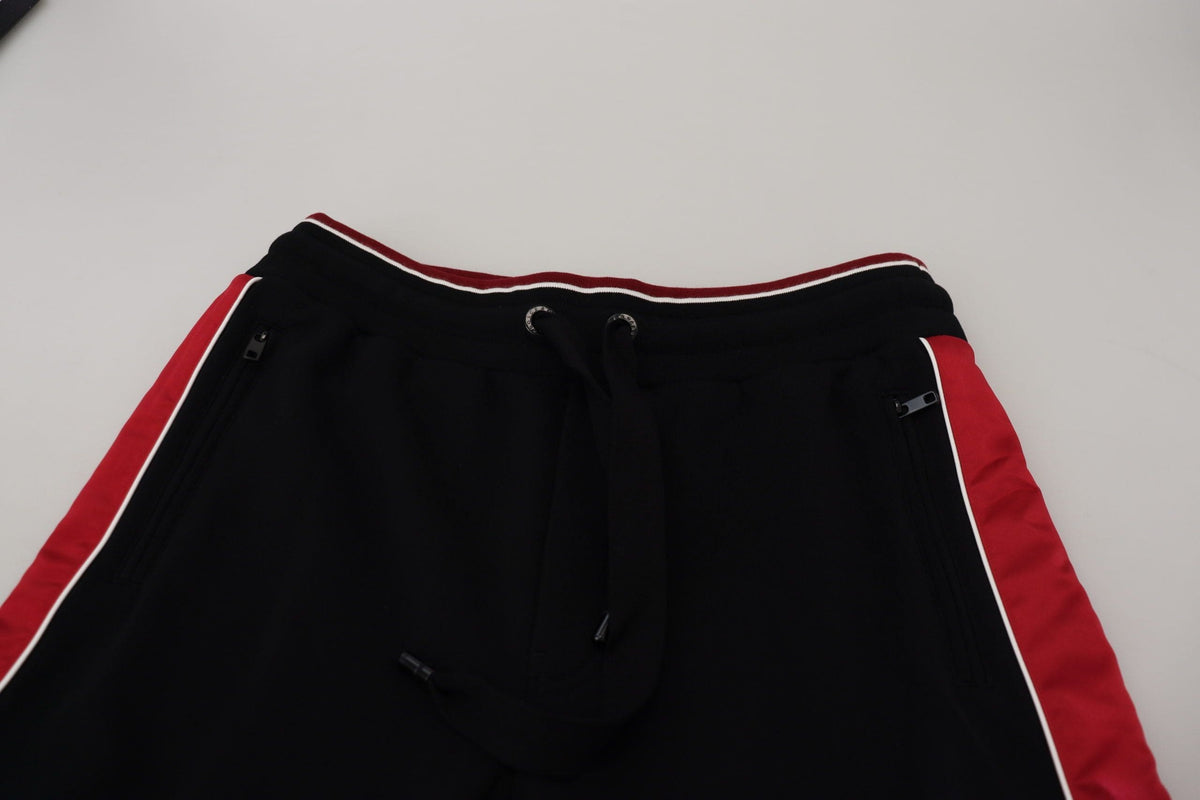 Pantalon de jogging élégant noir avec détails rouges Dolce &amp; Gabbana