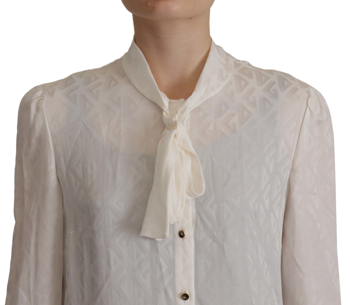 Blusa elegante de seda con cuello ascot de Dolce &amp; Gabbana