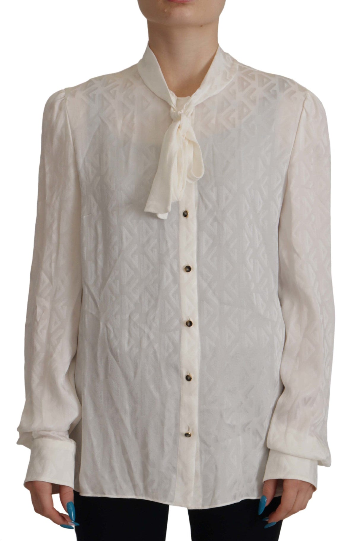 Blusa elegante de seda con cuello ascot de Dolce &amp; Gabbana