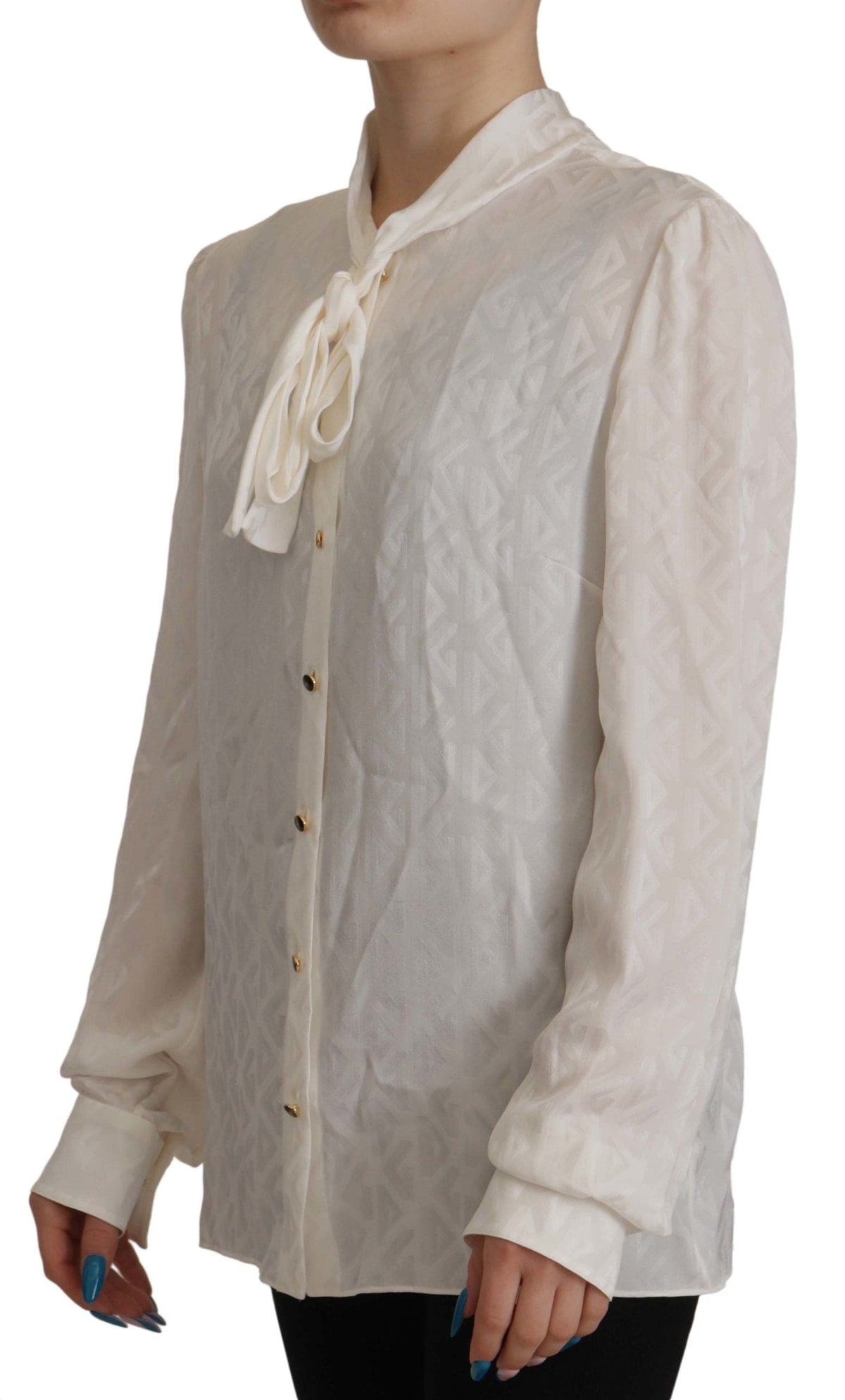 Blusa elegante de seda con cuello ascot de Dolce &amp; Gabbana