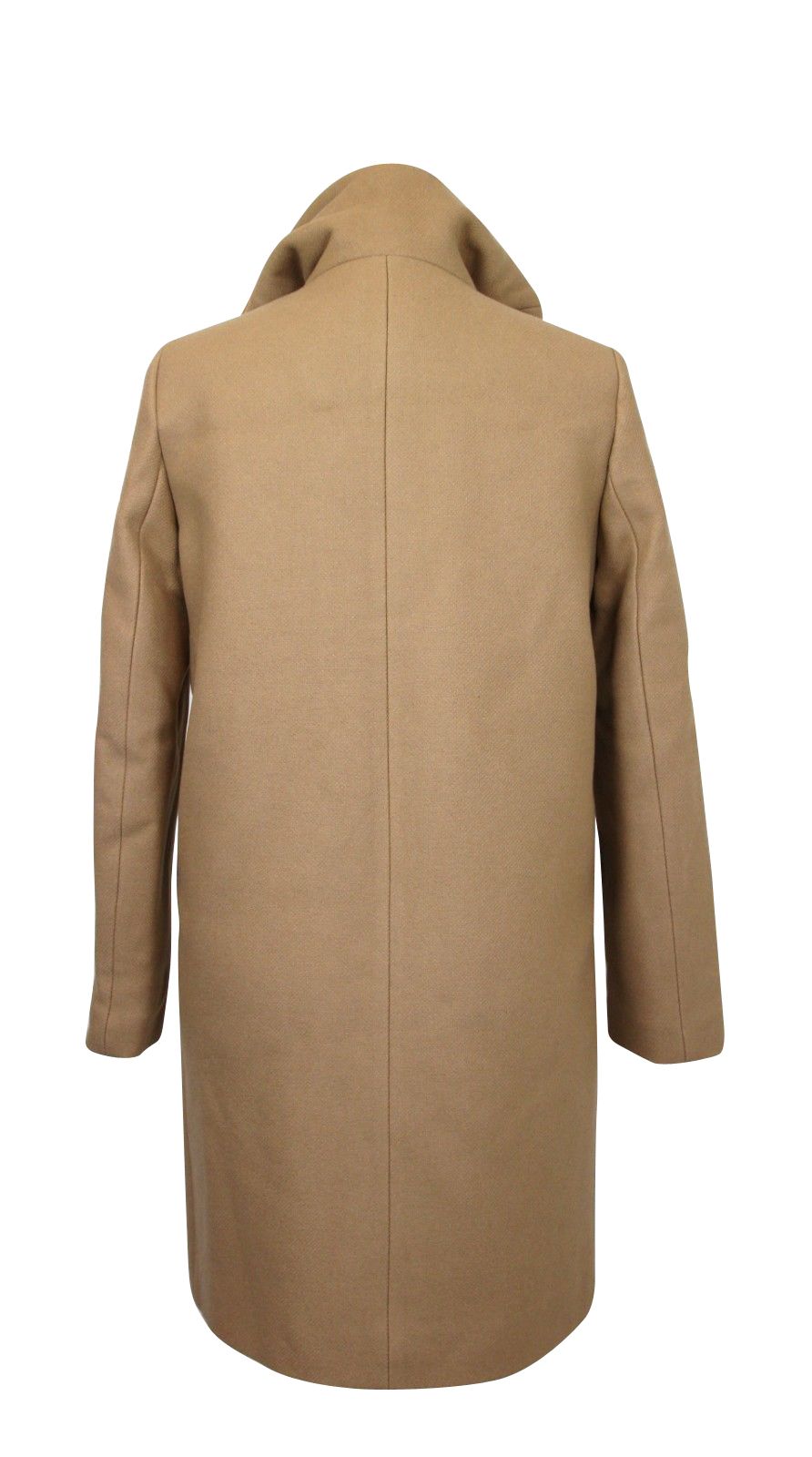 Manteau en laine camel Kurt pour femme Sandro avec capuche bordée de fourrure