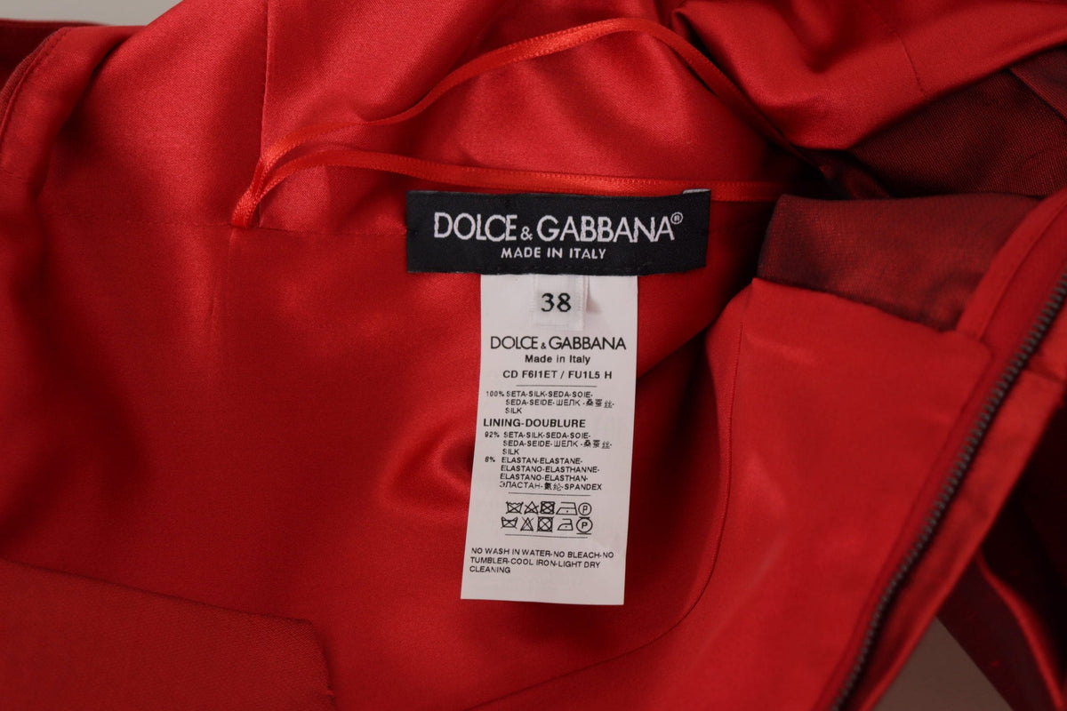 Robe mi-longue trapèze en soie rouge éclatant Dolce &amp; Gabbana