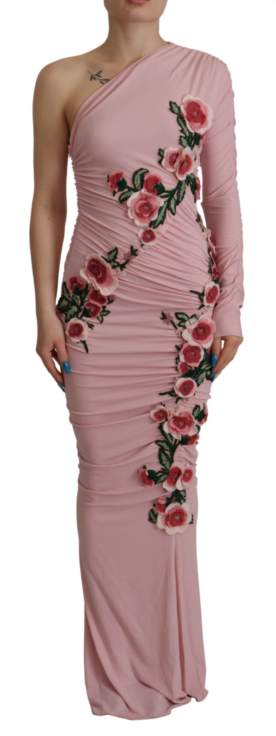 Robe moulante asymétrique rose élégante de Dolce &amp; Gabbana