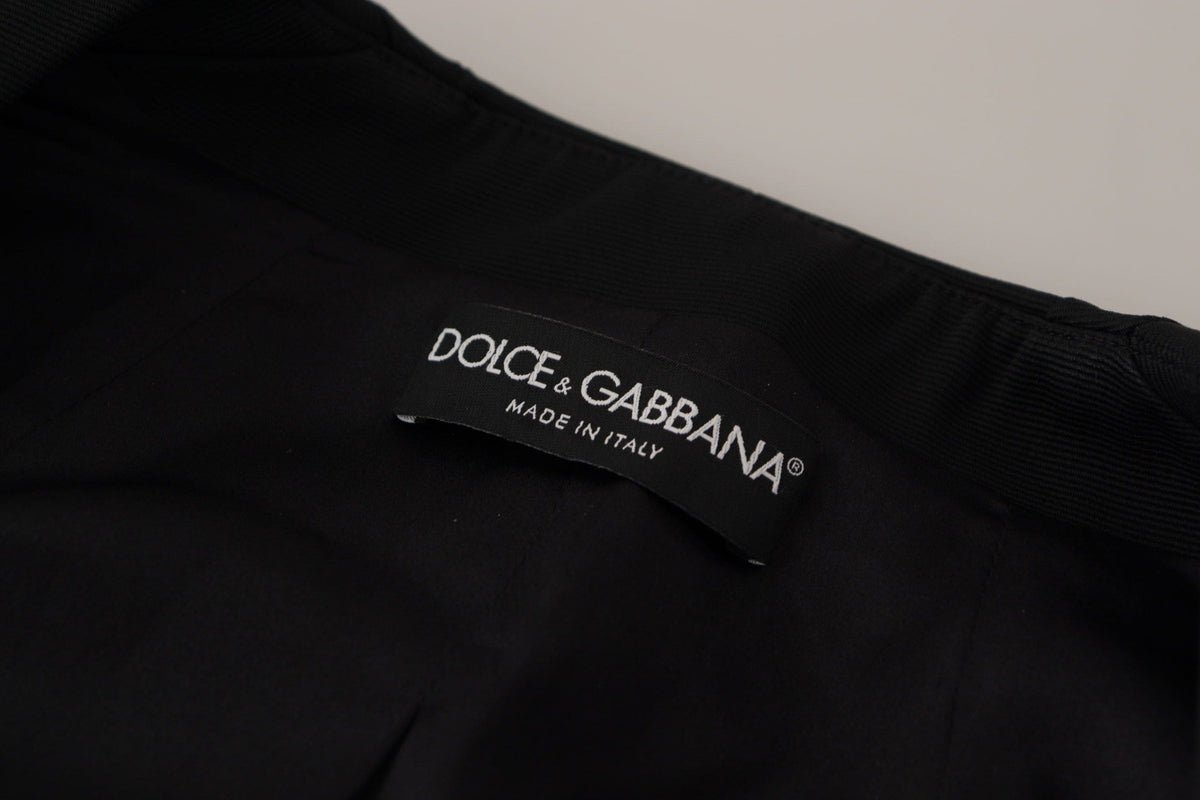 Chaqueta elegante negra con botones a presión y forro de seda de Dolce &amp; Gabbana