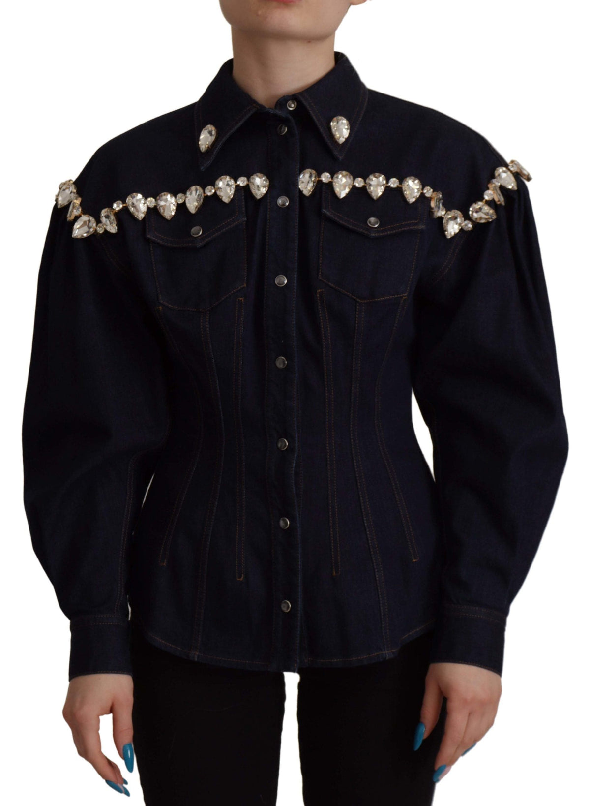 Veste en jean élégante ornée de cristaux Dolce &amp; Gabbana