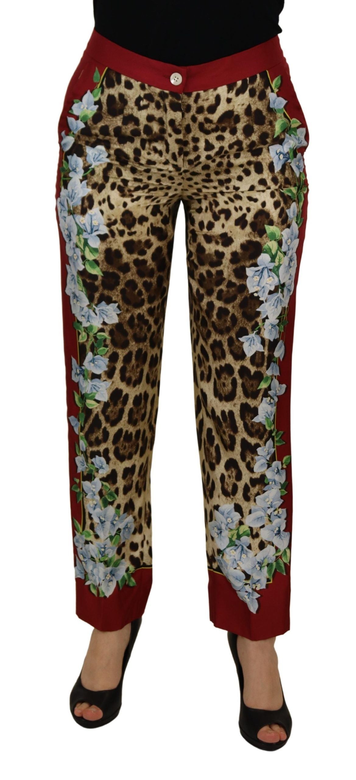 Pantalon taille haute en soie multicolore élégant Dolce &amp; Gabbana