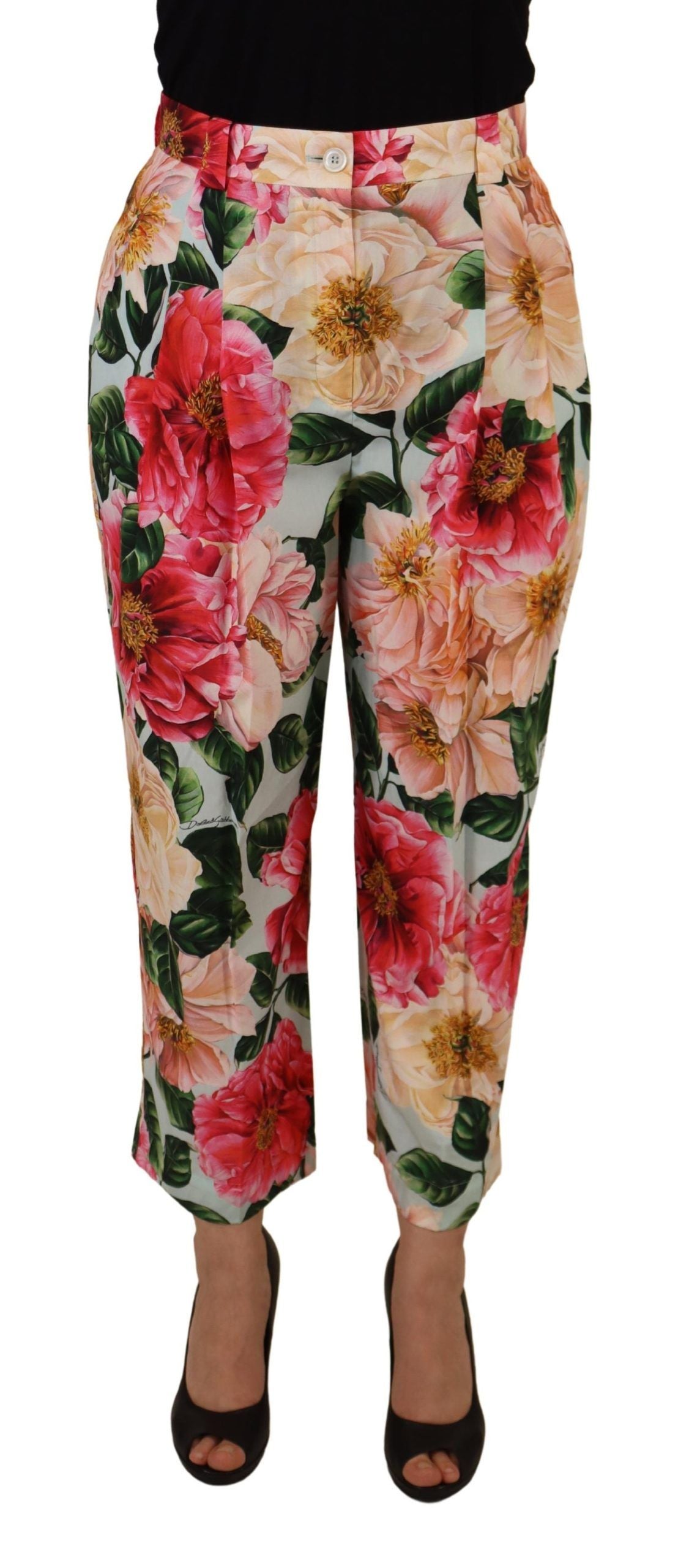 Pantalon taille haute en soie exquis Dolce &amp; Gabbana