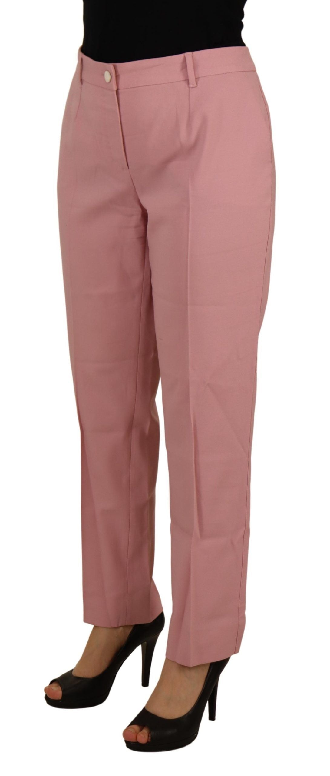 Pantalon taille moyenne en laine vierge rose Dolce &amp; Gabbana Chic