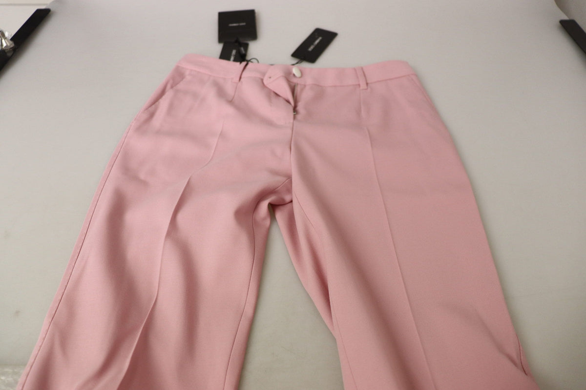 Pantalon taille moyenne en laine vierge rose Dolce &amp; Gabbana Chic