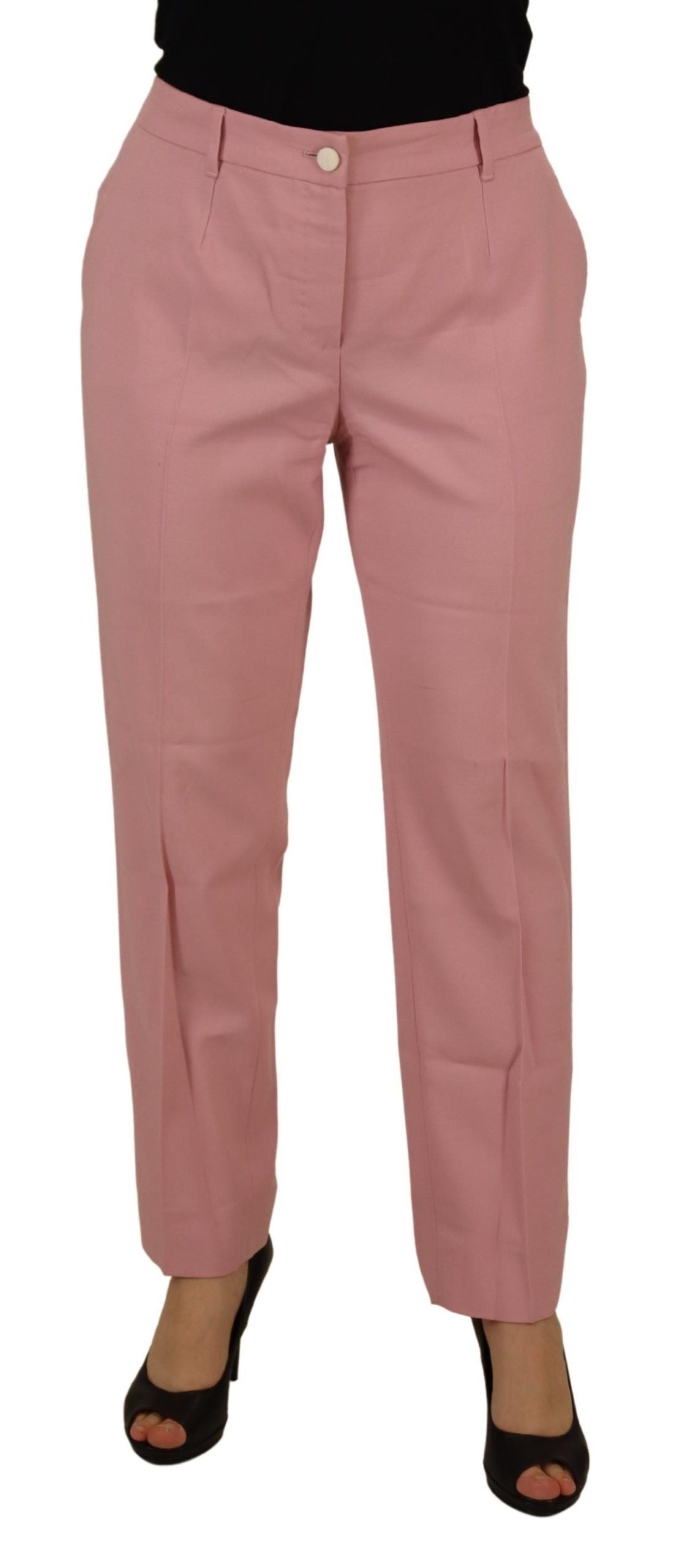 Pantalon taille moyenne en laine vierge rose Dolce &amp; Gabbana Chic